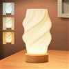 Homirty Lampada da Comodino con Base in Legno - 3 Modalità & 9 Livelli di Luminosità LED - Lampada da Tavolo Minimalista con Cavo USB per Camera, Soggiorno, Notte - Luce Calda/Fredda