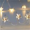 MIK funshopping Ghirlanda luminosa a LED con micro filo, funzionamento a batteria (20 LED a forma di stella con timer, luce bianca calda)