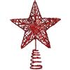 GXFCING Puntale per albero di Natale Grande stella scintillante 3D metallica Puntale per albero di Natale per addobbo dell'albero di Natale 25 x 20 cm (Rosso, L)