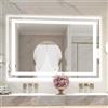 furduzz Led specchio da bagno 600 x 1000 mm con fronte e retroilluminazione, specchio LED a parete per il bagno, antiappannamento, funzione memoria, 3 colori, specchio vanità infrangibile con luci