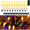 MOLVCE 2 m, 20 candele LED per albero di Natale, luce bianca calda, a batteria, senza fiamma, con 8 modalità, timer e scatola della batteria, candele per albero di Natale, a forma di candela a LED