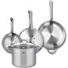 Fackelmann ELO 9511250 - Set di 3 padelle da forno Elo Profi, 24, 28 e 32 cm, 1 pentola da 26 cm, in acciaio inox, induzione