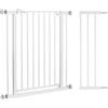 hauck Open N Stop 2 + Estensione da 21 cm, Grigio Scuro - Cancelletto per Bambini Cani, Larghezza Regolabile da 96 a 101 cm, Alto 77 cm, Apribile con una Mano in Entrambe Direzioni, Solo per Interno