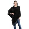 Relarr Maglioni da donna larghi, grandi e puri lavorati a maglia e pullover da donna poncho avvolgente con paillettes top, Nero , L
