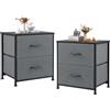 DUMOS Set di 2 comodini in tessuto per cassetti, armadietto sottile, cassettiera, camera da letto, stile industriale, per soggiorno, cameretta dei bambini, corridoio