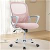 DUMOS Sedia da ufficio ergonomica, da scrivania con supporto lombare, girevole con bracciolo, sedia da computer, sedia da ufficio regolabile in altezza, adatta per ufficio e camera da letto (rosa)