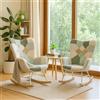 MEUBLE COSY Set di 2 Sedia a Dondolo Confortevole Poltrona Relax Imbottita in Tessuto Patchwork con Gambe in Legno e Metallo per Soggiorno, Decorazione con Bottoni