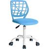 FurnitureR Sedia da scrivania colorata, design moderno regolabile, sedia per computer, sedia girevole senza braccio, cameretta dei bambini, casa ufficio task chair, blu