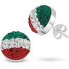 Vinani 2OFI - Orecchini unisex in argento Sterling 925, a forma di bandiera dell'Italia, tricolore verde, bianco, rosso, con zirconi