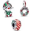 TCZNAF Charms di Halloween per Famiglia Ciondolo Compatibile con Pandora per Bracciale Charm per Perle da Donna, Argento sterling Zirconia cubica
