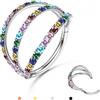 BodyBonita Triplo Piercing Naso Anello - Argento 316L Acciaio Chirurgico Septum Piercing Clicker 20G Arcobaleno CZ Conch Jewellery Cartilagine Nostril Orecchino Naso Helix Rook Trago 8 mm