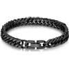 Bandmax Bracciale Uomo Nero a Catena Cubana Massiccia Larghezza 8MM Lunghezza 21CM Braccialetto Uomo con Catena Pesante in Acciaio inossidabile Stile Hip Hop Punk Regalo per Ragazzi Uomini