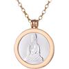 Morella Collana Donna 70 cm Acciaio Inossidabile Oro con Coins Moneta amuleto Ciondolo Rotondo 33 mm Buddha Argento in Sacchetto di Velluto