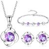 Kamise Set di gioielli da donna in argento Sterling 925, con ciondolo a forma di trifoglio, con catenina in argento da 45 cm, orecchini e bracciale con zirconi bianchi, set di gioielli con confezione