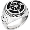 Breil, Collezione Emblems, Anello Uomo in Acciaio, Anello con Incisione Rosa dei Venti e Ancora Incisa, Misura 29, Idea Regalo Uomo