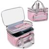 Luxja Doppio Strato Borsa da Cucito con Scomparto Trasparente, Borsa Organizer per Cucito con Divisore Staccabile per Articoli da Cucito (Solo Borsa), Rosa