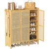 unho Armadietto Portascarpe a 5 Ripiani in Bambù: Scarpiera Legno con Ante 4 Ganci Scarpiera Ingresso Corridoio Grande Capacità Design Moderno, 90,5x35x107 cm