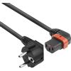ACT C13 IEC Lock+, cavo di alimentazione per dispositivi freddi, 1 metro, presa C13 (angolo sinistro) secondo spina CEE 7/7, per PDU, server, apparecchiature di rete - AK5258
