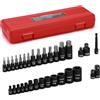 CASOMAN Set di 32 chiavi a bussola Torx e presa esterna femmina, 14 punte a stella (T8- T70) e 13 prese E-Torx femmina (E4-E24), include 5 adattatori a bussola Impact
