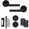 XFORT Set completo con maniglie a T per bagno con rose liberty nero opaco, con chiusura a leva da 65 mm, cerniere con cuscinetto a sfera da 75 mm, set di rotazione e sgancio per il pollice, per porte