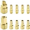 VooGenzek 10 Pezzi 1/4BSP Connettori Aria Compressore Kit, Raccordo Aria Compressa, Attacco Tubo d'Aria Compressore, per Tubo dell'aria Compressori, Oro