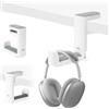 KIWIFOTOS Supporto per cuffie da scrivania, supporto per gancio per cuffie da gioco per PC con morsetto girevole regolabile a 360 e clip per cavo integrato - bianco
