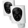 VIRTAVO 2K Telecamera WiFi Esterno/Interno Senza Fili a Batteria, Visione Notturna a Colori Starlight, Videocamera Allarme, Rilevamento PIR, Audio Bidirezionale, VF1-2Pezzi
