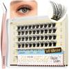 LASHVIEW Ciglia autoadesive pre-incollate, senza colla, 72 pezzi, curvatura a D, riutilizzabili, kit di ciglia finte a ciuffetto con pinzette, per principianti (ZN56X)