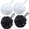 VANZAVANZU Bath Loofah - Spugna da doccia grande, 80 g, in rete, per uomini e donne, set da 4 (nero + bianco)