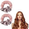 JIMGIED 2 Pezzi Bigodino Lungo per Boccoli Riutilizzabile Morbida Ricci Notte Senza Calore Elastici di Seta Senza Calore Per Corto, Medio, Lungo-Hair Ragazza - Rosa