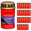 Idena 90394 - Candele funebri a LED con Coperchio, 24 Pezzi ciascuno 6,5 x 12 cm, Luce funebre in plastica Rossa e Oro, Candele lutto a Batteria per Esterni