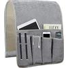 NB Organizza il bracciolo del divano con 5 tasche, supporto antiscivolo per telecomando per divano, poltrona, accessori (88,9 x 31,5 cm, grigio)