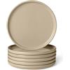 Amazon Basics Piatti per Antipasti in Gres Smaltato, Set di 6 pezzi, Adatti al Microonde e alla Lavastoviglie, 17cm, Grigio Lino