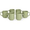 Amazon Basics Tazze Mug da Caffè in Gres Smaltato, Set di 6 Pezzi, 473ml, Adatte al Microonde e alla Lavastoviglie, Verde Oliva