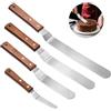 Elalove 4PCS Spatola per Glassa, Coltello Paletta Glassa, Spatole per Dolci in Acciaio Inossidabile, Spatole Cucina Inclinate con Manico in Legno, 4/6/8/10 Pollici