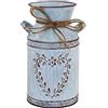 TTdayup Vaso Rustico Shabby Chic per Fiori - Lattiera con Finitura Zincata con Manico,Vaso Fattoria Vintage per Centrotavola,Vaso Rustico Metallo Design a Forma di Cuore e Corda-7.7(Grigio Chiaro)