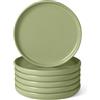 Amazon Basics Piatti da Insalata in Gres Smaltato, Set di 6 Pezzi, Adatti al Microonde e alla Lavastoviglie, 21cm, Verde Oliva