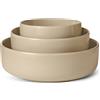 Amazon Basics Ciotole in Gres Smaltato, Set di 3 Pezzi, Lavabili in Lavastoviglie, Grigio Lino