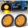 NWpangu Luci Posteriori a LED per Rimorchio, 4'' Rotonde 24V Luci Posteriori Universali Luci di Stop Impermeabili per Camion Trattore Bus Barca, Giallo, 2PCS