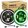 RIGIDON 2x 7 Pollici 50W Fari Led, 5000 LM Faro a Led Bianco + Verde 4 Modalità Di Illuminazione, Rotonde Luci Fuoristrada Hi/Lo Fascio DRL Anteriore Faro Lampada per Wrangler JK TJ LJ CJ Hummer