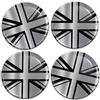 Biomar Labs® 4 x 60mm 3D Adesivi in Silicone per Coprimozzo Cerchione Copricerchi Tappi Ruote Auto Tuning Bandiera Nazionale UK GB Union Jack Regno Unito United Kingdom Argento Nero A 11060