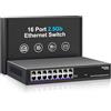 NICGIGA Switch Ethernet 2.5Gb a 16 porte non gestito, NICGIGA Switch di rete 2.5G a 16 porte, Plug & Play, design da scrivania o per montaggio su rack da 19 pollici, struttura in metallo senza ventola.