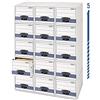 Bankers Box STOR - Confezione da 6 schedari salvaspazio, impilabili, 5 alti, lettere, bianco/blu
