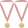 PATIKIL 2 Oro Badminton Medaglie 2 Pacco Badminton Premio Medaglie con Fiocco Rosso Bianco per Giochi Sport Competizioni