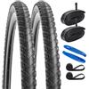 YunSCM 2PCS Pieghevole 28 Pollici pneumatici 28x1.75 700x45C ETRTO 47-622 Plus 2PCS 700C Camera d'aria AV48mm Valve compatibile 700x45C copertoni e Camera d'aria