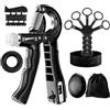 SINZONeu® Set Allenamento Mano 6 Pezzi - Hand Grip Regolabile con Contatore, Estensore Dita, Bande Resistenza, Anello & Palla Anti-Stress per Forza & Flessibilità
