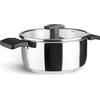 Lacor - 80022 - Casseruola con Coperchio in Pietra Calcarea, Acciaio Inox 18/10, Manici Termoisolanti, Fondo Diffusore, Compatibile ad Induzione, ø22cm, 3 Litri