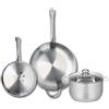 Fackelmann ELO 9878650 - Set di 2 padelle 24 e 32 cm e 1 pentola da 20 cm Elo Profi lucido, acciaio inox, induzione 9878650