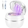 LVYOUIF Pulitore Ultrasuoni 50000Hz Ultrasonic Retainer Cleaner Dental Pod con Lampada UV e 4 Modalità, Macchina per Pulizia ad Ultrasuoni da 250ml per Protesi, Fermi, Gioielli, Bianco
