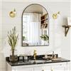 BEAUTYPEAK Specchio da parete con arco nero, 76x51 cm, telaio infrangibile in lega di alluminio, può essere appeso o appoggiato, specchio per camera da letto, bagno e WC